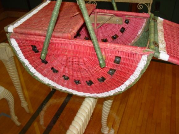 Mid-20th Century A Charming 1950s  American Hand Made Melon Picnic Basket.