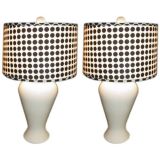 Vintage A Pair of 1950s White Ceramic Lamps .