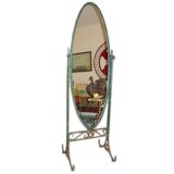 Oval Cheval Iron and Glass Mirror.