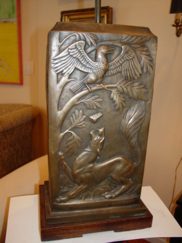 Impressive WPA Artist-Signed Sculptural Bronze Lamp