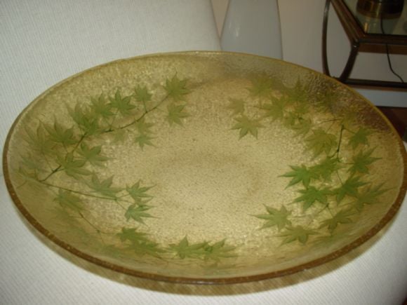 Large 1940s Compressed Leaf Bowl