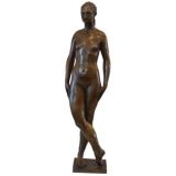 Signed Italian Art  Deco Bronze Ballerina.