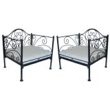 Used Oversized Pair of Decorative Iron Indoor/Outdoor Chairs