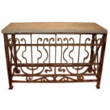 Decorative Iron and Stone Console