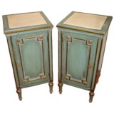 Charming pair of French Marble Top Cabinets