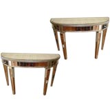 Pair, Demilune Mirrored Consoles