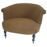Vintage Extra-wide Upholstered Barrel Back Armchair