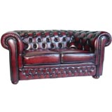 Vintage English 1940s Chesterfield Tufted Love Seat Settee