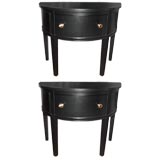 Pair of 1950s Demi Lume Black End Tables