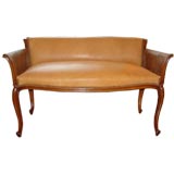 Chic Buffalo Hide Upholstery on French Provincial Settee