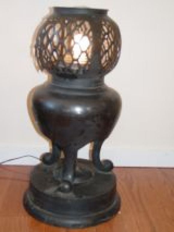 Pair of Oriental Style Bronze Standing Lanterns.Outdoor/Indoor