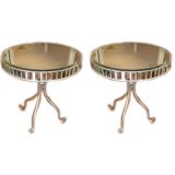 Vintage Pair of 1950s mirrored side tables.