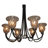 Vintage A 1940s French Iron Six Light Chandalier