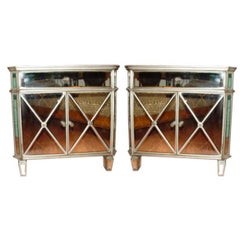 Pair of Mid 20th century Mirrored Cabinets/End Tables Pair of Mid 20th century Mirrored Cabinets/End Tables