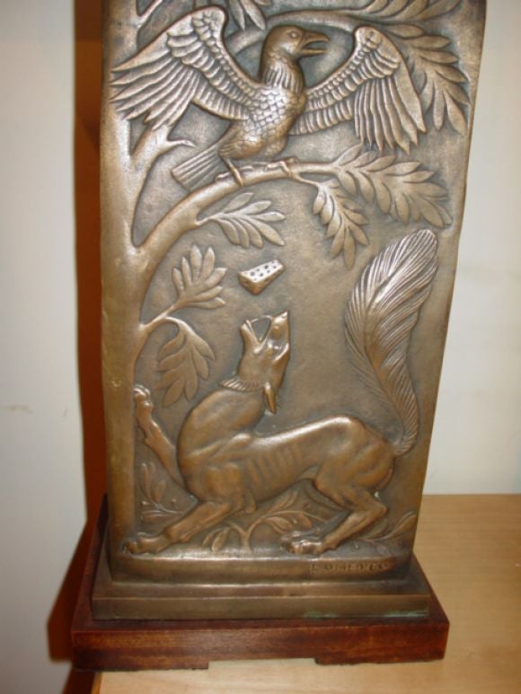 Impressive WPA Artist-Signed Sculptural Bronze Lamp