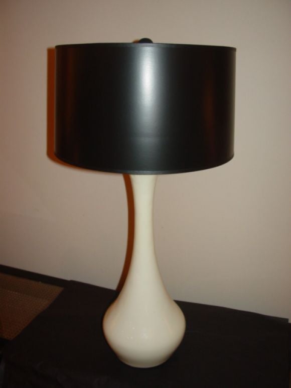 1950s White Ceramic Swan Neck Table Lamp