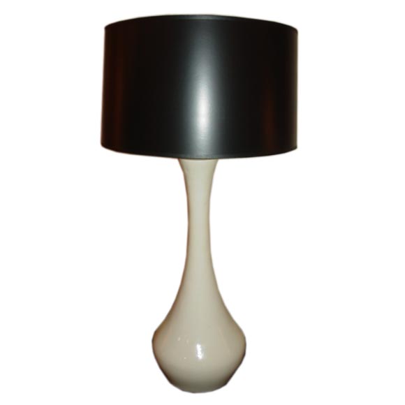 1950s White Ceramic Swan Neck Table Lamp