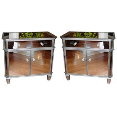 Pair of Mid 20th century Mirrored Cabinets/End Tables Pair of Mid 20th century Mirrored Cabinets/End Tables