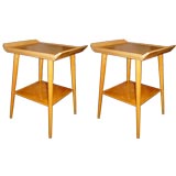 Vintage Pair of 1950s  Blonde Oak Wood  Side/End Tables
