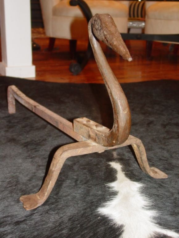 FIRE BIRDS-19th century ANDIRONS