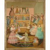 Large Colorful Doll Collection Painting