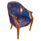 Antique Neoclassical Style Leather Arm Chair