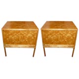 Pair of Swedish Karelian Birch Side Cabinets/End Tables