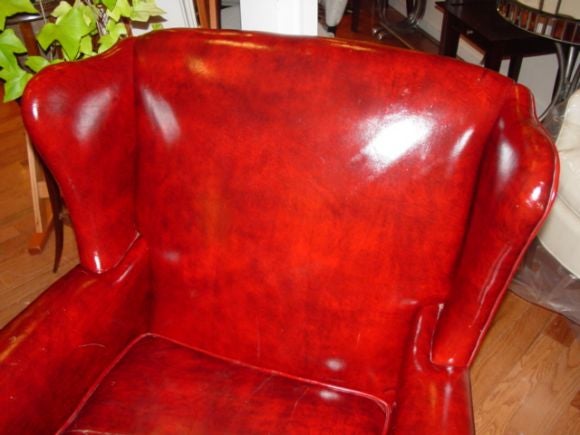 Walnut Stylish Red Leather Chinese Chippendale Arm Chair