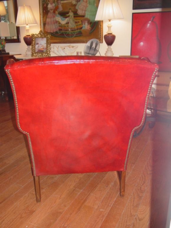 Stylish Red Leather Chinese Chippendale Arm Chair 4
