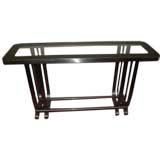 Art  Deco Stainless Steele and Glass Console Table.