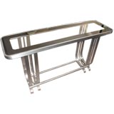 Art-Deco Stainless Steel and Glass Console Table