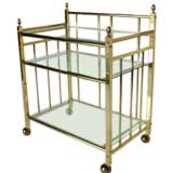 Vintage Stunning Solid Brass and Glass Tea Cart