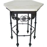 Antique Charming Iron & Marble  Occassional Table