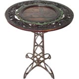 Iron/Carved Wood Occasional Table