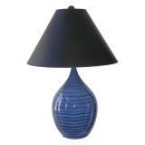 Magnificent Pair of Stoneware Colbalt Blue Lamps