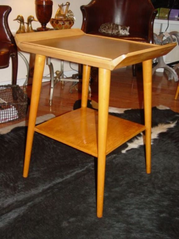 Pair of 1950s Blonde Oak Wood Side/End Tables
