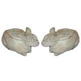 Pair of Bunny Rabbit Stone Planters