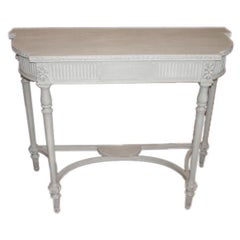 French Demi Lune Painted Console Table