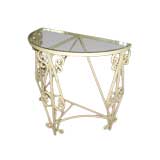 French 1920s Wrought Iron  Demi Lune Console Table,