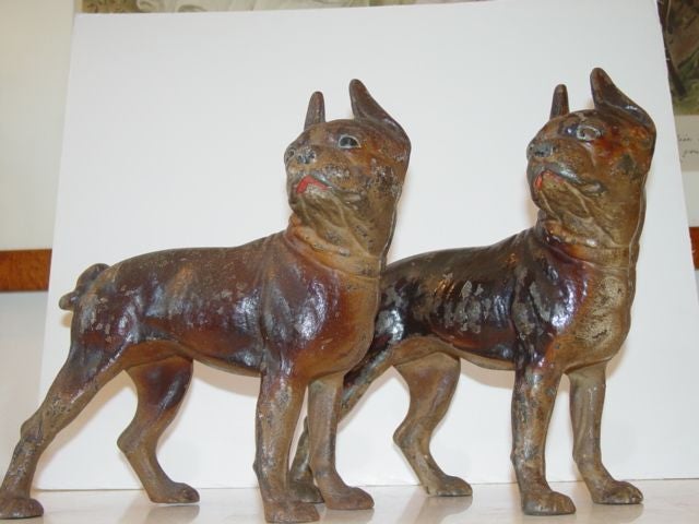 Pair of  Hubley 19th century Cast Iron Bull Dogs