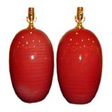Large Pair of Hand Thrown Stoneware Lamps