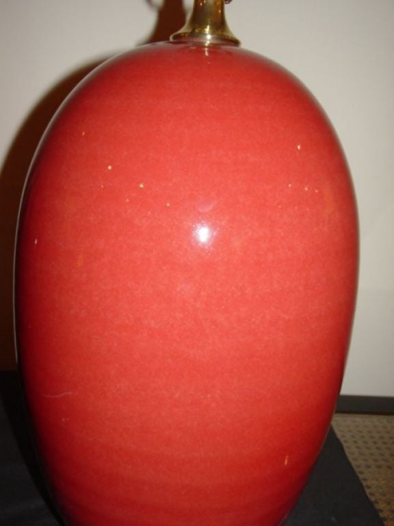 Large Pair of Hand Thrown Stoneware Lamps