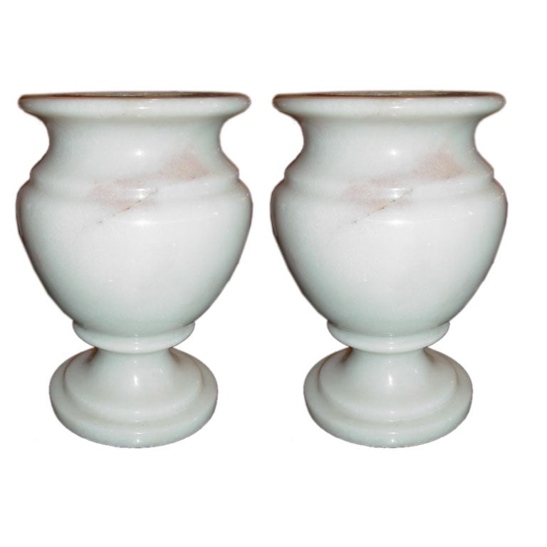 Pair of  White  Alabaster Urns/Planters