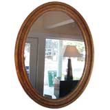 Antique French Large Oval Gold Leaf Mirror