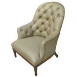 Pair, Regency Style Tufted Leather Chair's