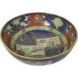Antique Very Large Vibrantly Colored  Mason's Ironstone Punchbowl