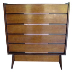 A 1950s Walnut Veneer Chest of Drawers.