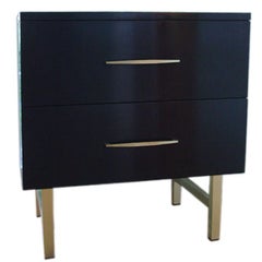 Stylish Pair of 1950s Black Laquered Night Stands