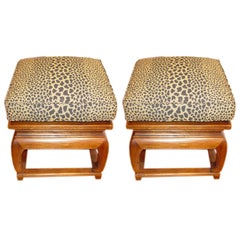 Stylish Pair of Chinese Chippendale Stools(Baker)