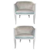Pair of Louis XV1 Style Ultra Suede Chairs